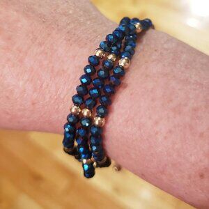 NWT Blue  Multi-Layer Seed Beads Adjustable Bracelet